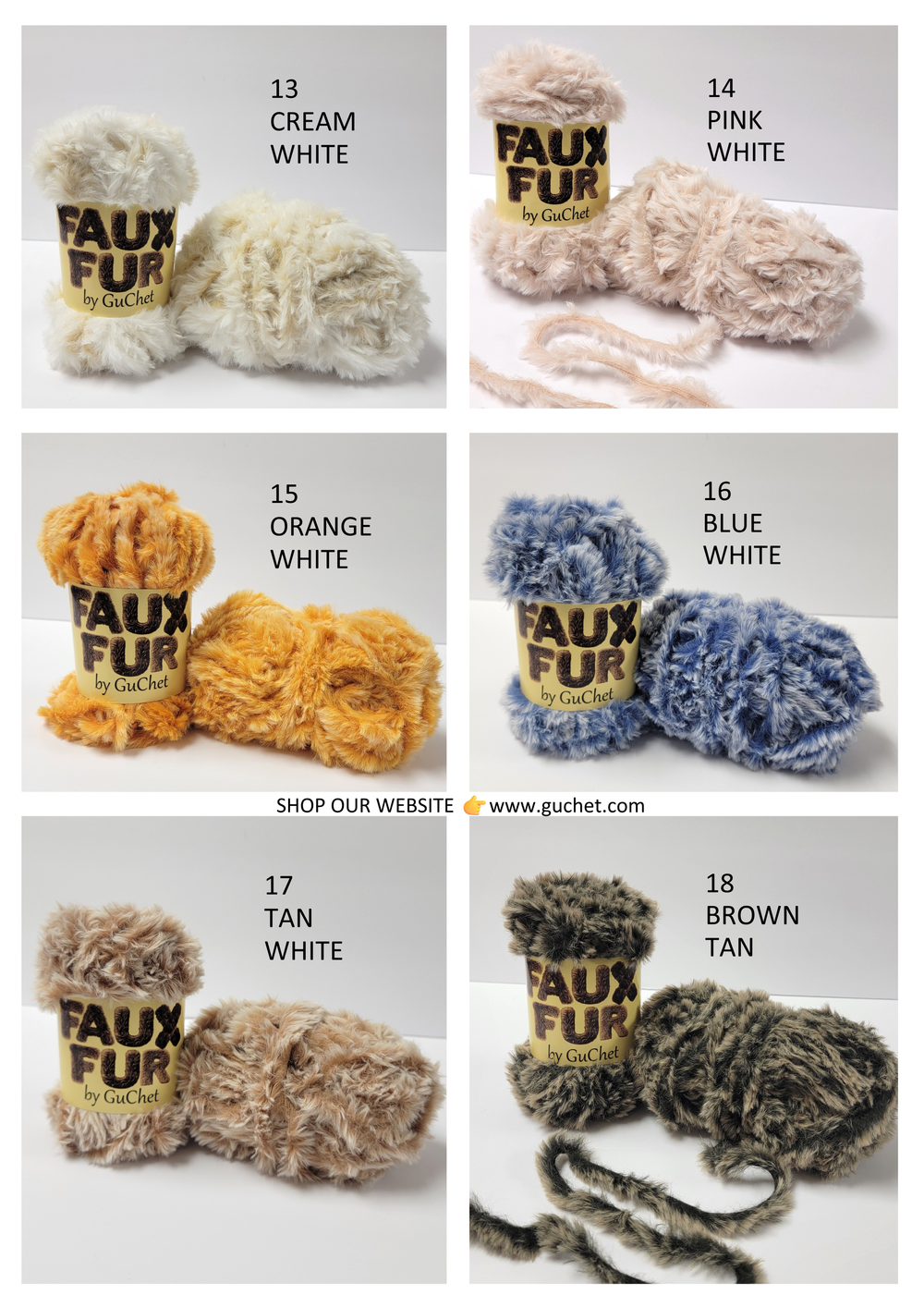FAUX FUR YARN - 100% POLYESTER — GuChet.com